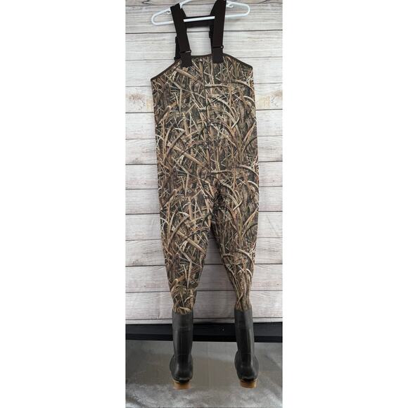 Cabela's Neoprene Boot-Foot Chest Waders Mens 10R Mossy Oak Blades Camouflage - Picture 2 of 12